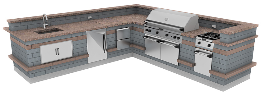 Completed outdoor kitchen in 3D