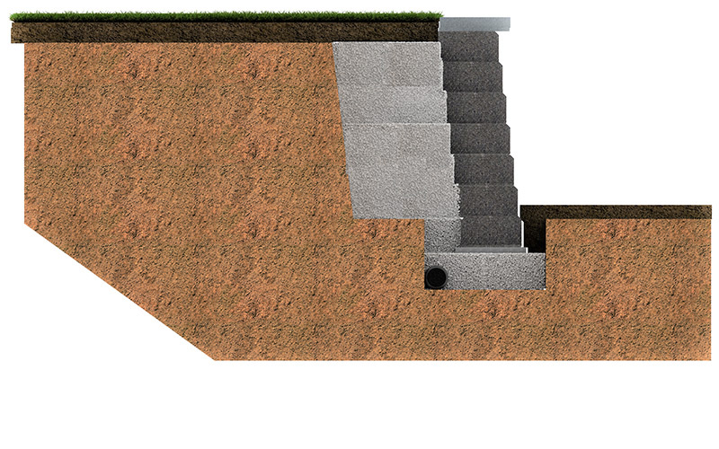 Overview of retaining wall in 3D