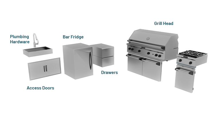 Outdoor kitchen components